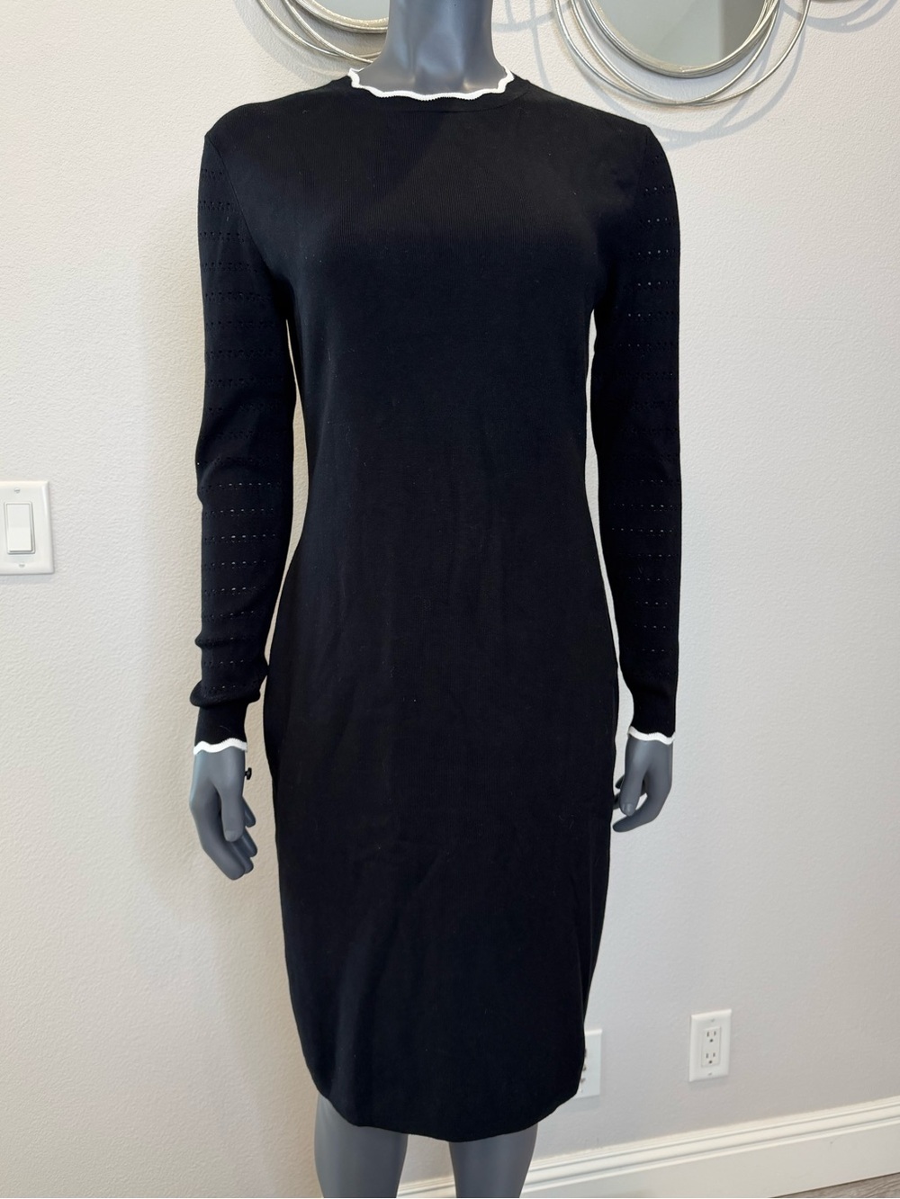 Brooks Brothers Red Fleece Black Bodycon Sweater Dress Women’s size M Preppy